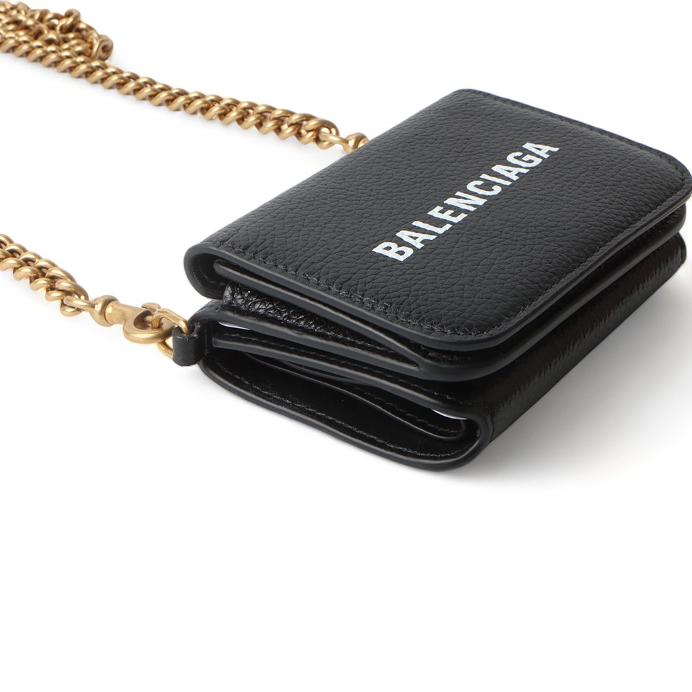 ★関税込み★ BALENCIAGA The City Chain Wallet Balenciaga Le City Flap Leather Wallet with Chain Strap
