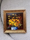 Original Textured Floral Oil Painting – Signed 2024 – 7.5” Square Palette Knife