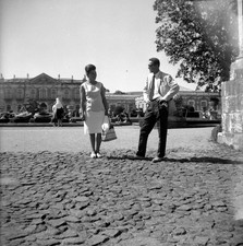 Portrait couple Portugal - old negative photo year 1950 60