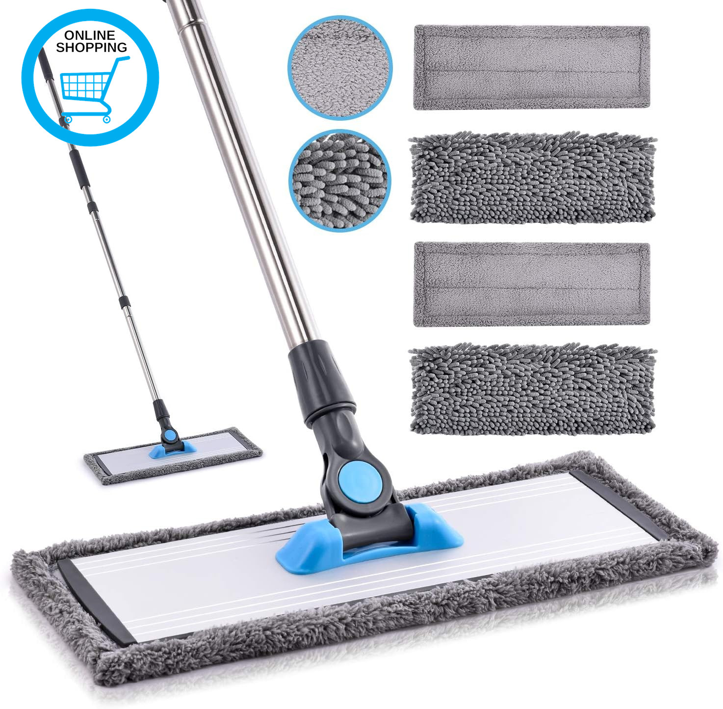 Microfibre Flat Floor Mop for Home Commercial Hardwood Laminate Vinyl Ceramic Ti