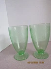 Hazel Atlas Florentine #1 Poppy Green Depression Glass Footed Tumbler x2