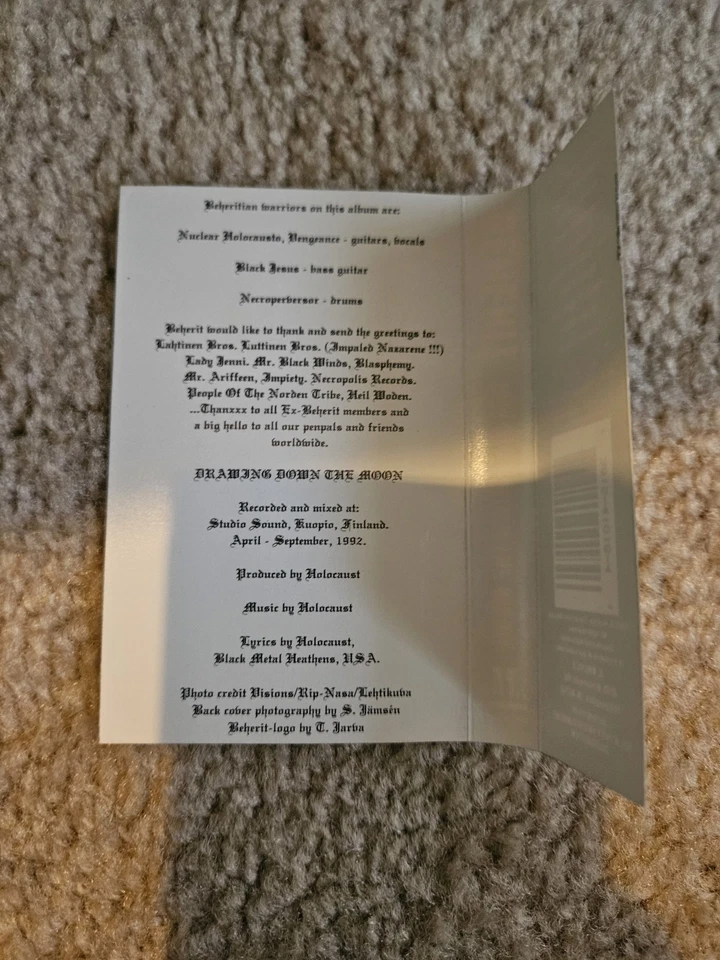Beherit Drawing Down The Moon Original 1993 Cassette Tape Black Death Metal Foto 3 de 4