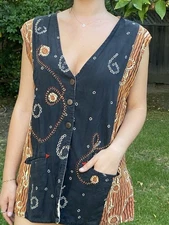 Vintage Market Place XXL 100% Cotton Reversible Handmade Vest India Boho