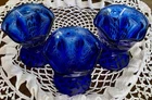 3 Vintage Anchor Hocking Cobalt Blue Tulip Ice Cream Sundae Glasses/ Dishes