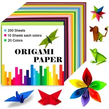 Origami Paper Double Sided Color 200 Sheets,6x6 inch 20 Colors,Origami Paper...