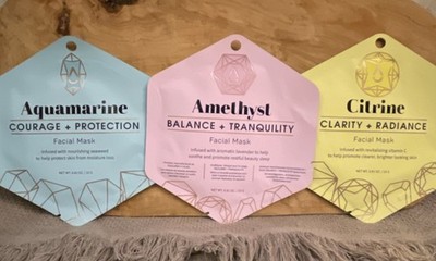 3X Aquamarine Amethyst Citrine Facial Mask Set-Seaweed-Lavender-Vitamin C