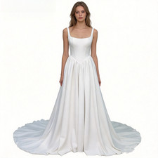 Wedding Dresses Spaghetti Straps Lace up Back Elegant Court Train Bridal Gowns