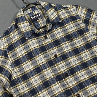 Barbour Shacket Men's M Blue Plaid Wool Blend Shirt Jacket MOS0164NY91