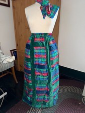 Vtg 70s Mr. Hank USA Made Velvet Plaid Holiday Green Red High Waist Skirt M/L