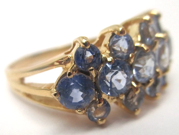 Anillo banda vintage de tanzanita de oro amarillo de 14 k 2,25 quilates TW tanzanita natural talla 8,5 Foto 4 de 4