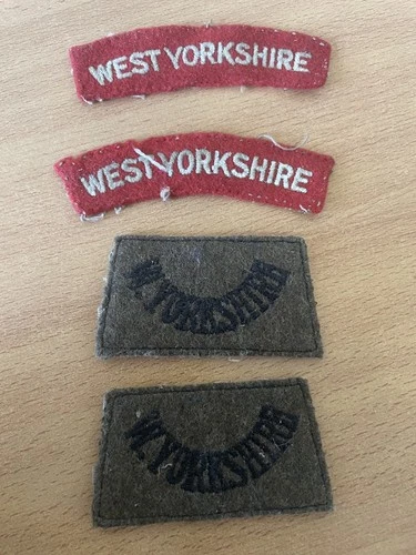 WW2 British Army West Yorkshire Regiment Shoulder Titles & Slip On Badges.