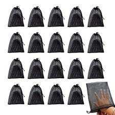 20 PCS Small Mesh Bags Nylon Backpack Drawstring Storage Black 6x8 Inch