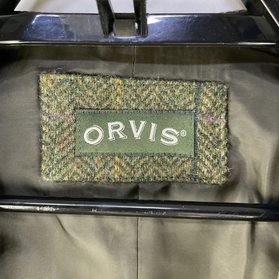 Chaleco Chaleco Orvis Lana Tweed Para Hombres L Verde Imitación Gamuza Hebilla Frontal Forrado Trasero Foto 2 de 4
