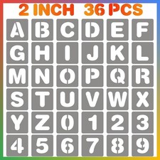2 Inch Letter Number Stencils 36 Pcs Reusable Plastic Alphabet Spray Paint