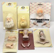Lot of 7 Porcelain an PVC Doll Parts Frank's / Darice Face Craft Doll Head Hand