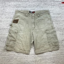 VTG Wrangler Riggs Canvas Shorts Men 36 Green Khaki Utility Y2K Construction 90s