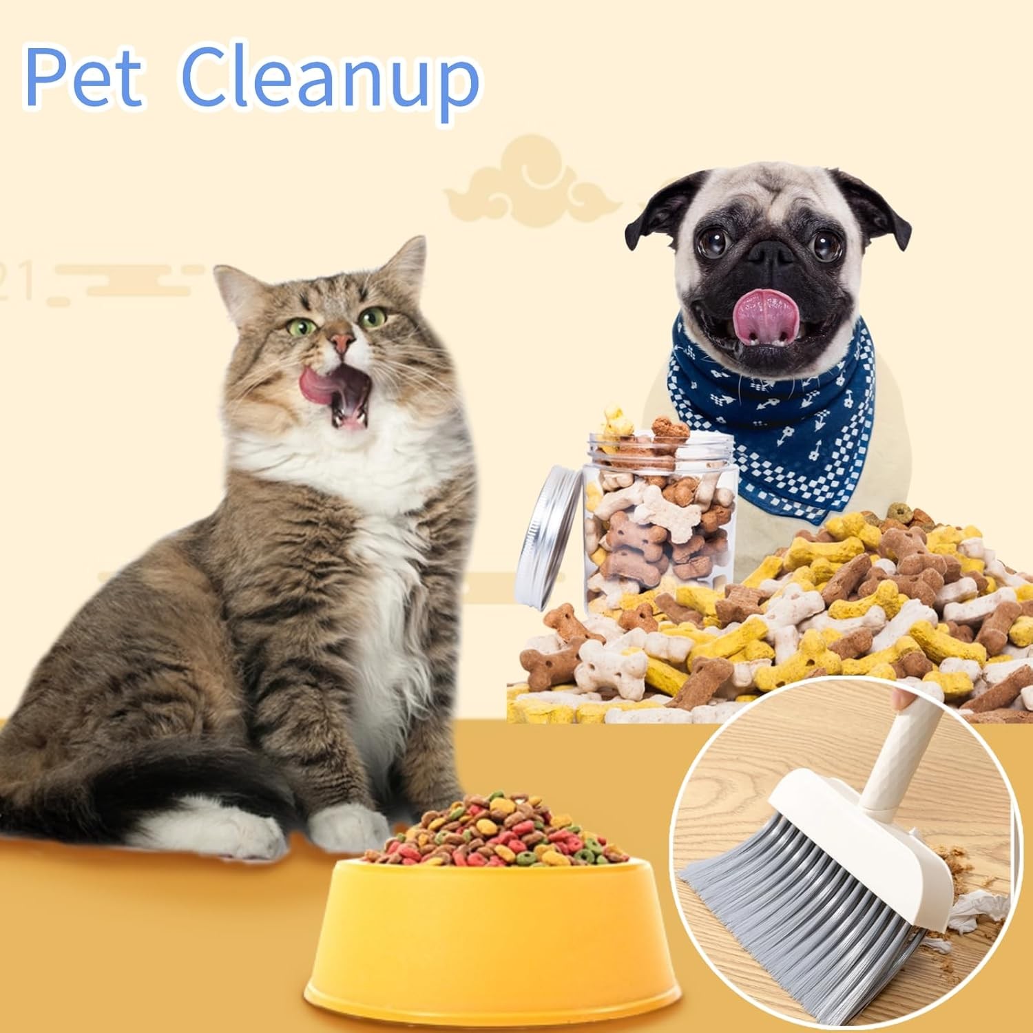 Mini Broom and Dustpan Set Compact Cleaning Kit for Home Car Travel Pet Hair