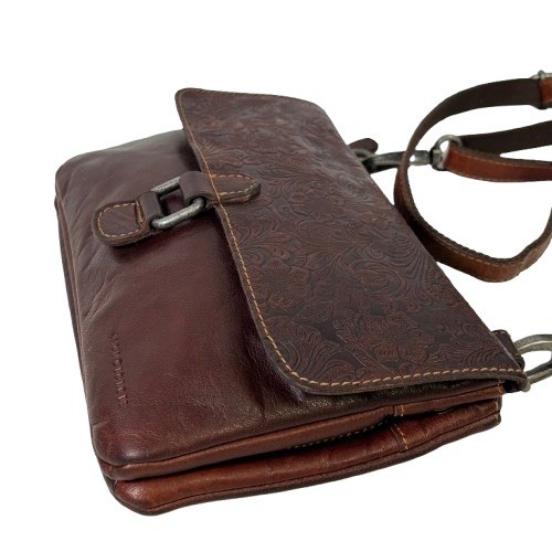 Jack Georges Voyager Tooled Buffalo Leather Crossbody Shoulder Bag Organizer - Picture 6 of 14