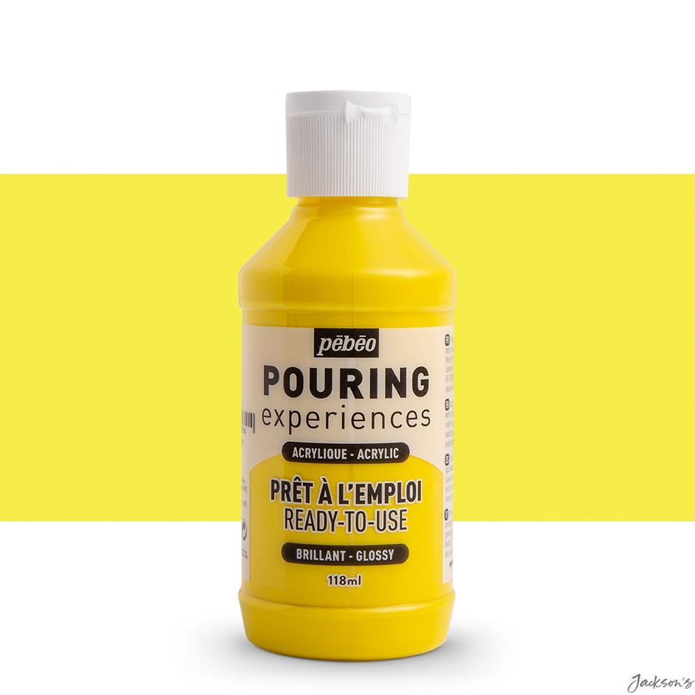 Pebeo Pouring Experiences Acrylic Paint 118ml Primary Yellow For Pour Painting
