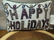 Tapestry Happy Holidays Throw Pillow 12x9 Ex-Cell Home Fashions