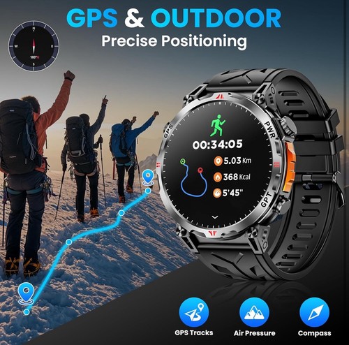 1.56" Smart Watch Outdoor Military Watch Touch With AMOLED For Men 2025 - Picture 6 of 10