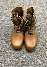 WW2 German DAK Low Boots - Size 7 - Reproduction - Tan and Green -with Hobnails