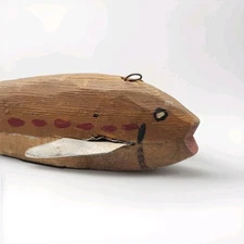 Vtg Fish Decoy Spearing Folk Art Lure Spotted Brown Red Carving Barn Find READ