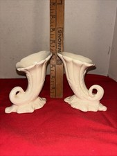 Rare Vintage Cornucopia Horn Of Plenty Small  Vases 4.25” Tall- Made In Italy