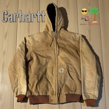 Vintage Carhartt Hooded Jacket J04 BRN Men's XL Duck Washed Union Made in USA