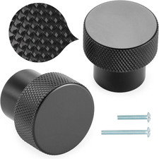 20Pcs Black Knurled Cabinet Knobs 1-1/8  Kitchen Drawer Pull Handles Set