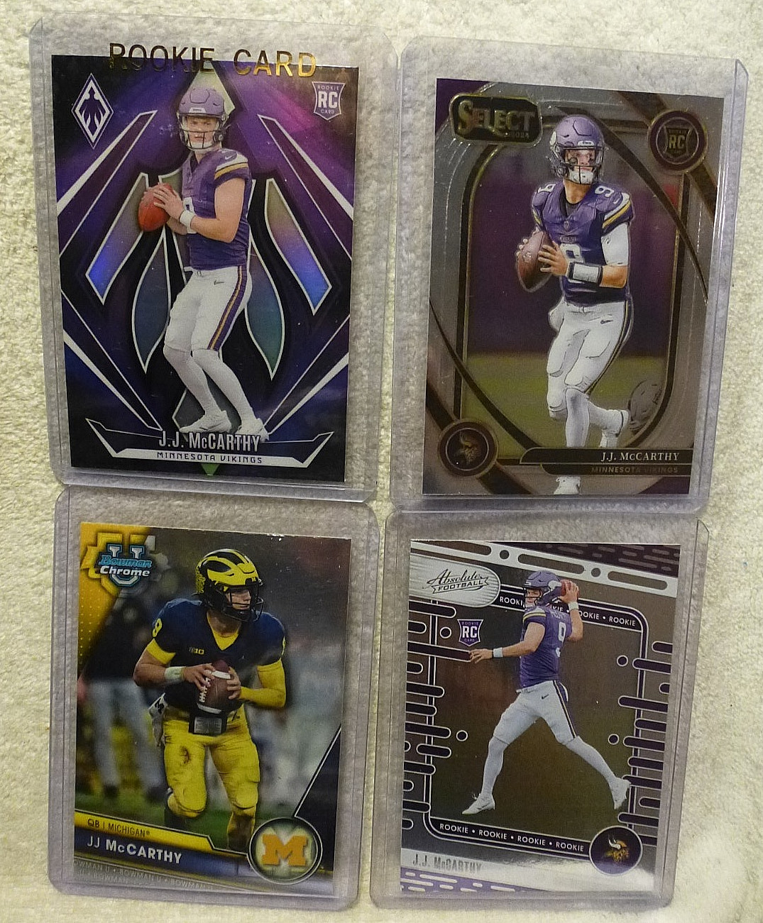 2024 Panini Phoenix Purple Fade J.J. McCarthy Rookie #185 + Club Level RC # 246+