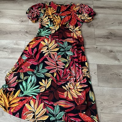 New Matalan Et Vous ladies autumnal leaves stretch summer dress size 14