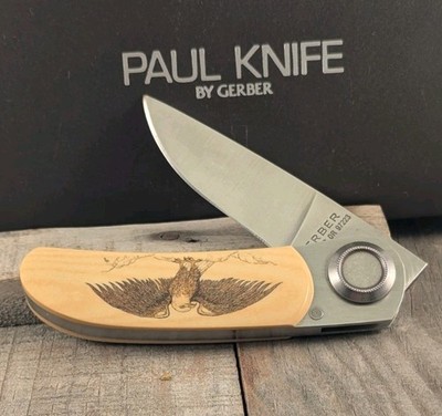 Rare SCRIMSHAW Paul Knife Gerber USA Portland Oregon 97223 3.5'' Knife PAUL 2PM