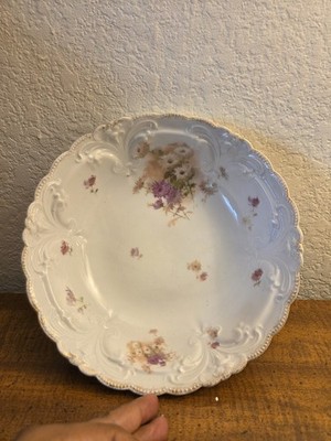 VINTAGE ROYAL BAVARIA  PINK FLOWER/WINTERING BAVARIA GERMANY 10.25'' ROUND PLATE