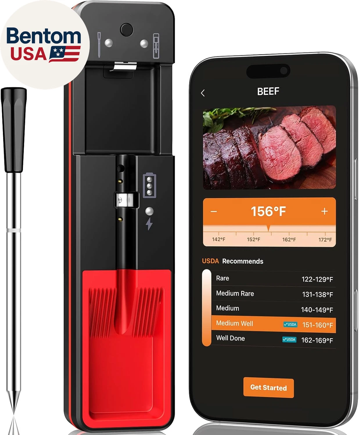 2026 Upgraded Smart Wireless Meat Thermometer 6 Sensors Accuracy Digital Food Th