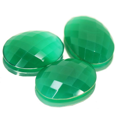 GREEN ONXY OVAL ROSE CUT 24x18 MM APPROX  03 PCS  LOT CALIBRATED  LOOSE GEMSTONE