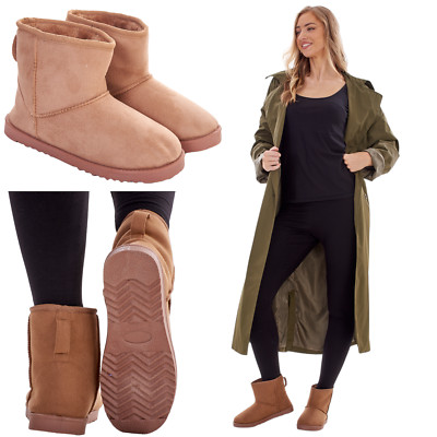 Damen Micro Wildleder Stiefel Classic Mini Winter Warm Kunstfell Gefüttert Polstersohle