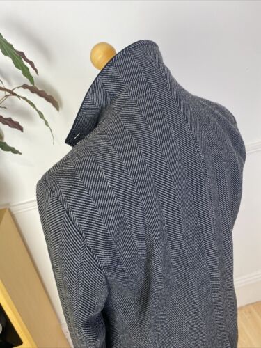 BARBOUR Tweed Herringbone Covert Charcoal ‘Edward’ Overcoat Jacket Coat (42) - Picture 8 of 17