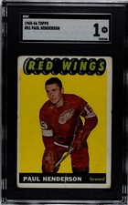 1965 / 1966 Topps Paul Henderson RC SGC 1 HOF Detroit Red Wings Rookie