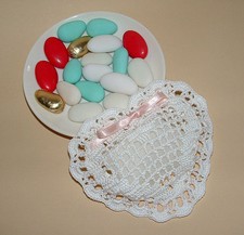 BOMBONIERA  CUORE UNCINETTO BATTESIMO COMUNIONE MATRIMONIO