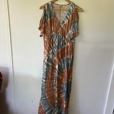 Cato Tie Dye Maxi Dress Womens Small V-neck Boho Indie Sleaze Cozy Fairy Grunge