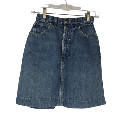VINTAGE BROOKS WOMEN'S 3/4 BLUE DENIM JEAN HIGH RISE JEAN SKIRT