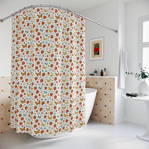 Dolly Parton Inspired Shower Curtains, Country Theme Bows Butterflies - Picture 5 of 5