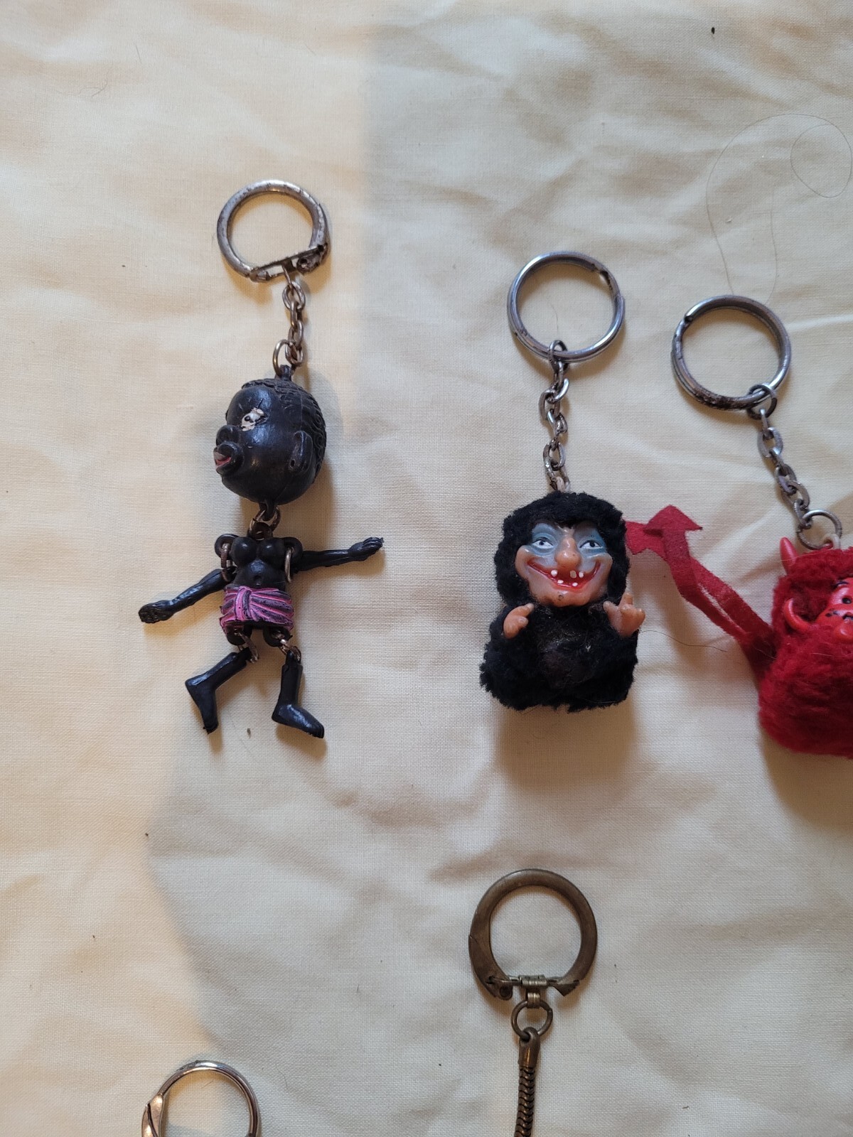 Vintage Keyring Unusual Keyrings Tribal, African, Rubber Monsters