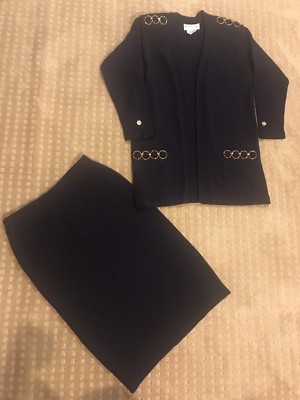 Rich & Levy Santana Knit Navy Blue Suit Size Small