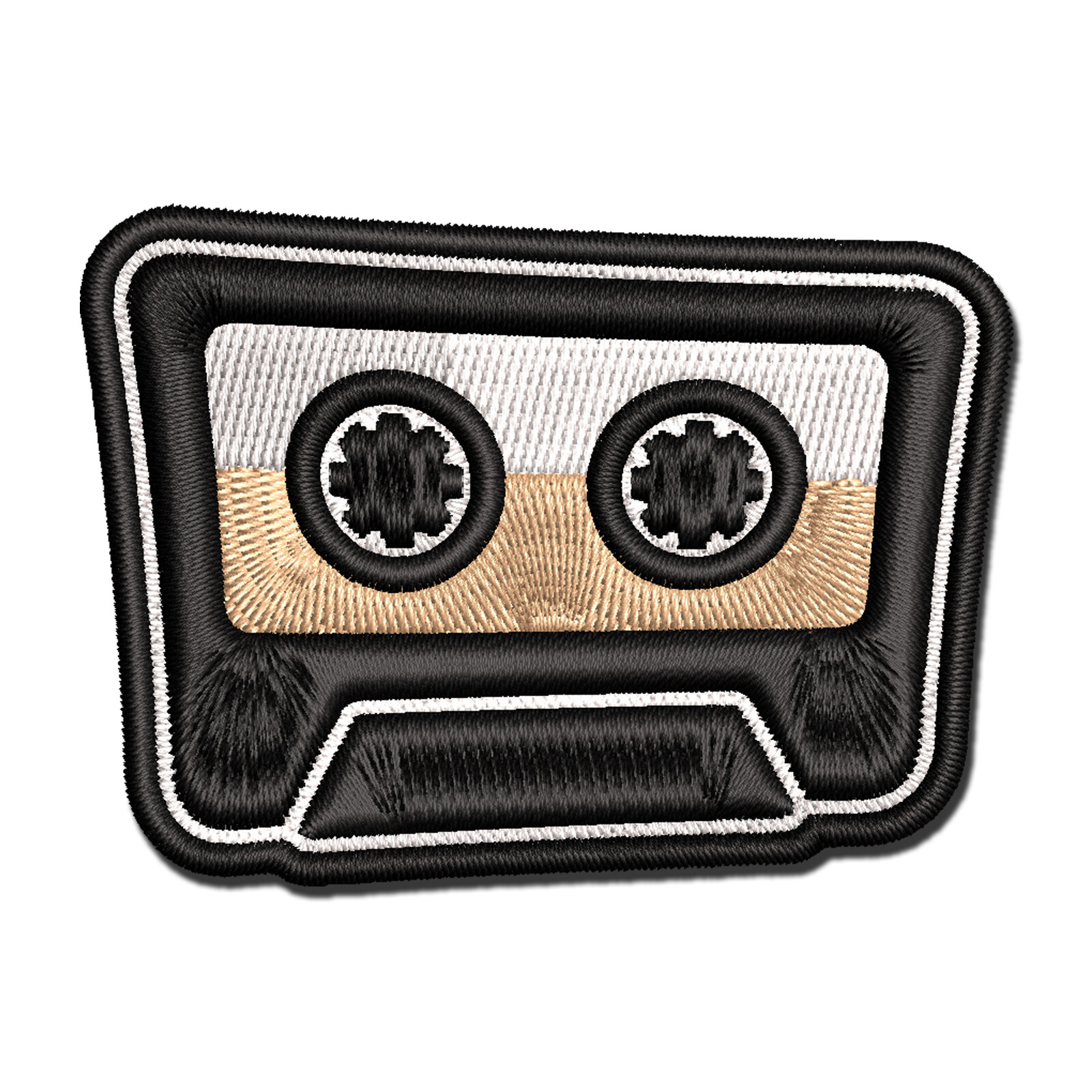 Retro Multi-Color Cassette Tape Embroidered Iron-On Patch Applique