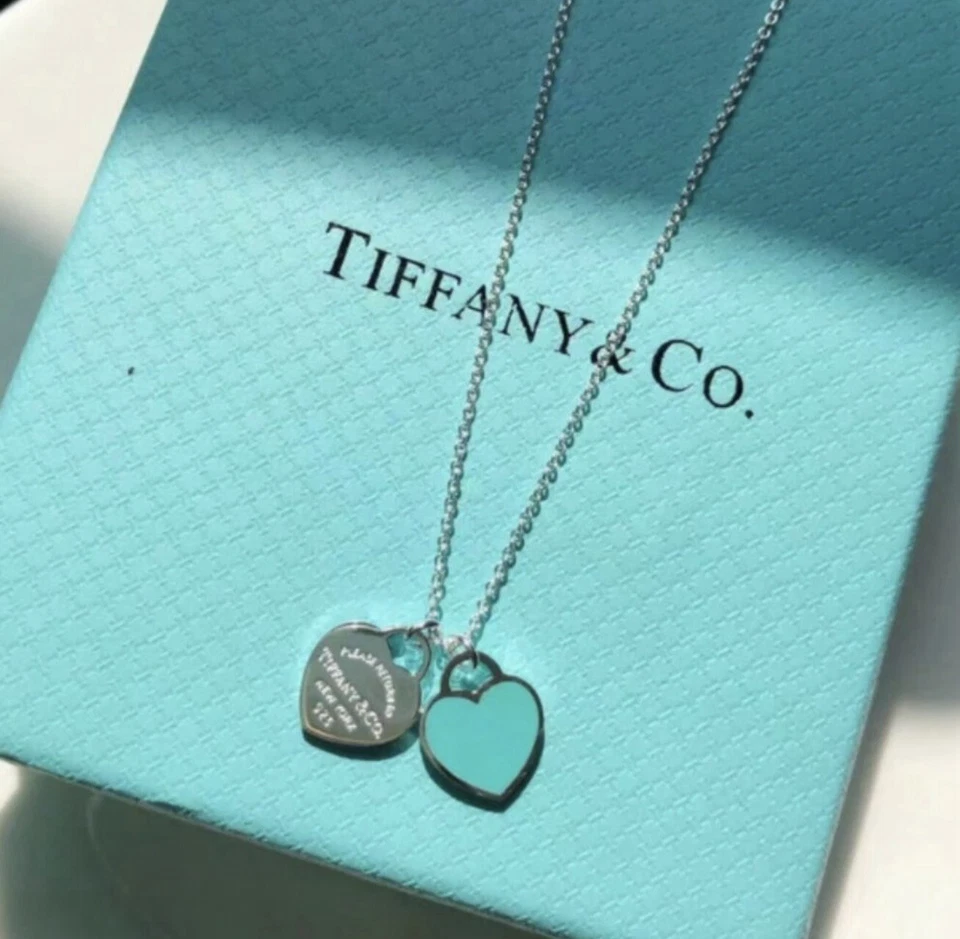 Tiffany Blue® Double Heart Tag Pendant Necklace ( 18” chain ) - Image 3 of 4