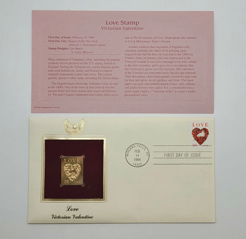 3 Love 22kt Gold Stamps First Day of Issue 32 Cent May 12, 1995. STP46 - Image 3 of 3