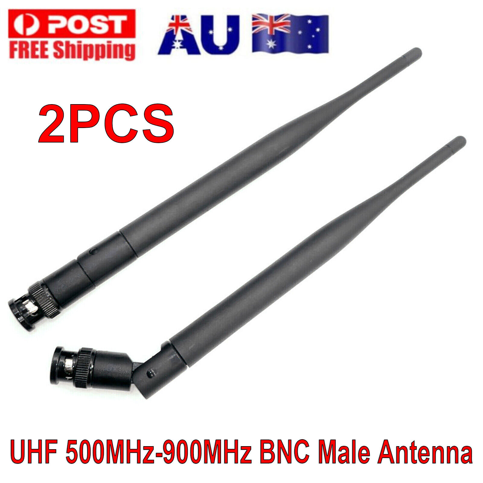 2x BNC Male Antenna Wireless Microphone Receiver Antenna UHF 500MHz-900MHz 3dBi