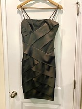Calvin Klein Green Pleated Sleeveless Cocktail Dress Size Small/medium